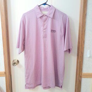 M - Donald Ross Pin-Stripe Polo w/ HAVANA Country Club Logo UPF50